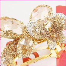 新光飾品 專業批發韓版香檳水晶蝴蝶馬尾夾，廠家直銷美發飾品